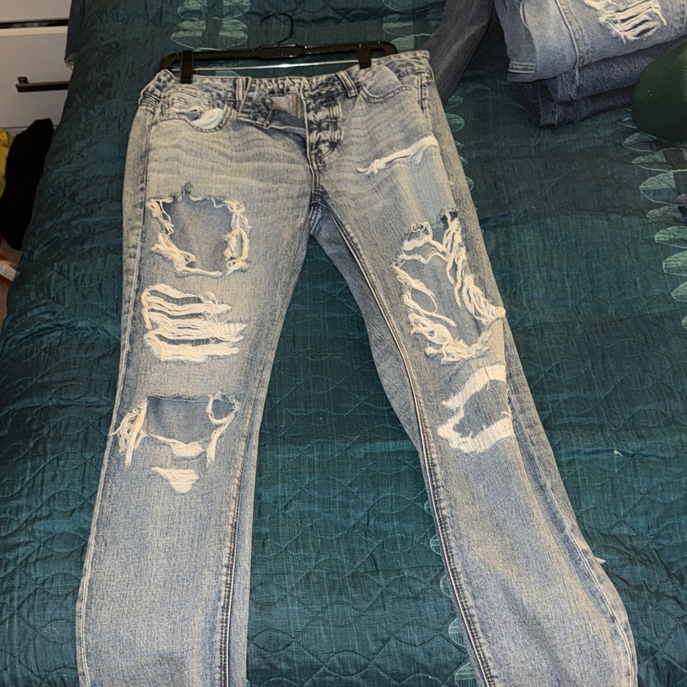 American Eagle Outfitters Ripped Light Blue Boyfriend Jeans
